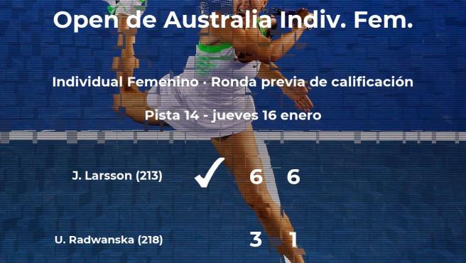 Johanna Larsson venció a Urszula Radwanska en la ronda previa de calificación del Open de Australia