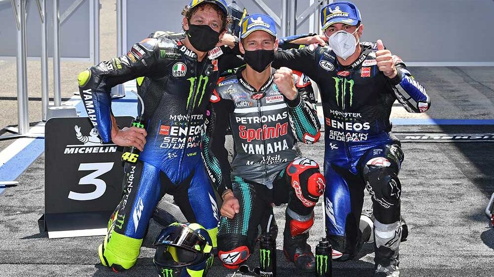 Quartararo, Viñales y Rossi hacen tripleta Yamaha en Monto GP de Andalucía