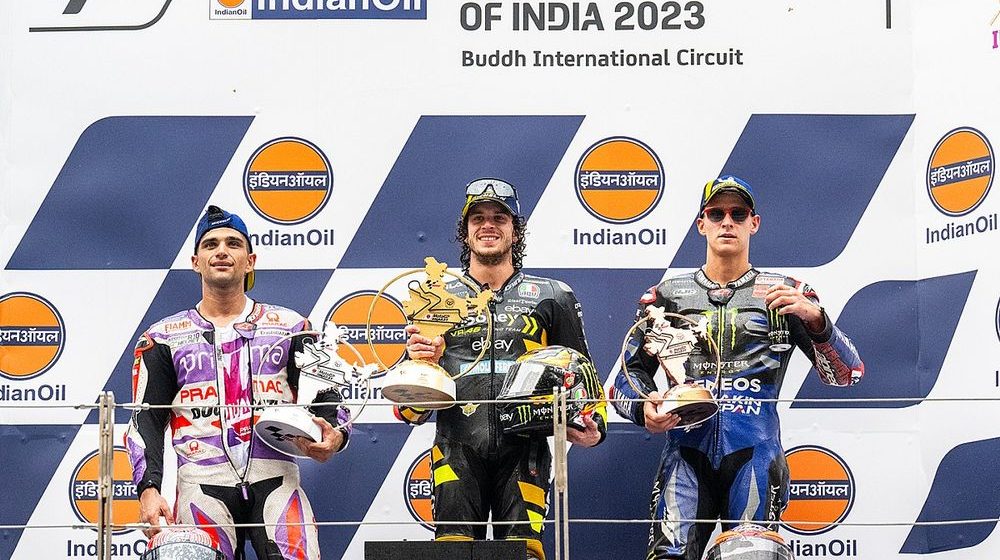 Marco Bezzecchi gana moto Gp de Buddh, India.
