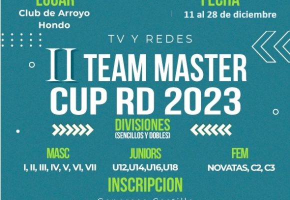 Torneo de Tenis Team Master Cup RD inicia 11 de diciembre en Club Arroyo Hondo