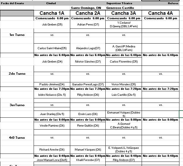 Calendario del Tenis de Campo la Copa 56 Aniversario CAH