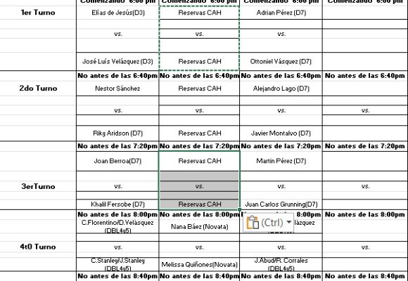Calendario de juegos martes 9 de septiembre del Tenis de Campo la Copa 56 Aniversario CAH